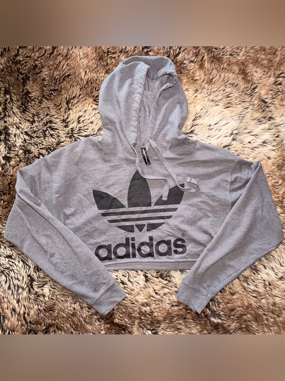 adidas Gray Hoodie with Black Logo Tag